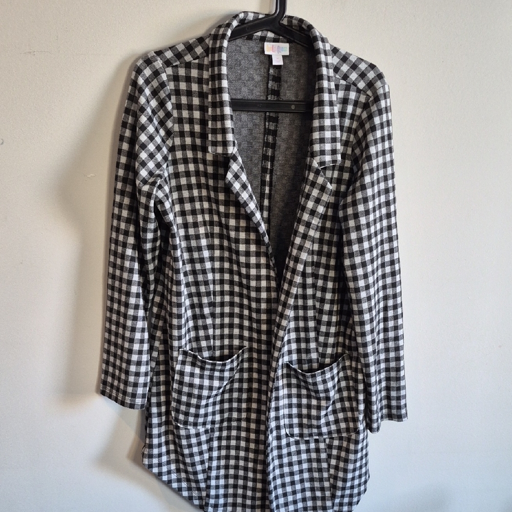LuLaRoe Black and White Gingham Blazer